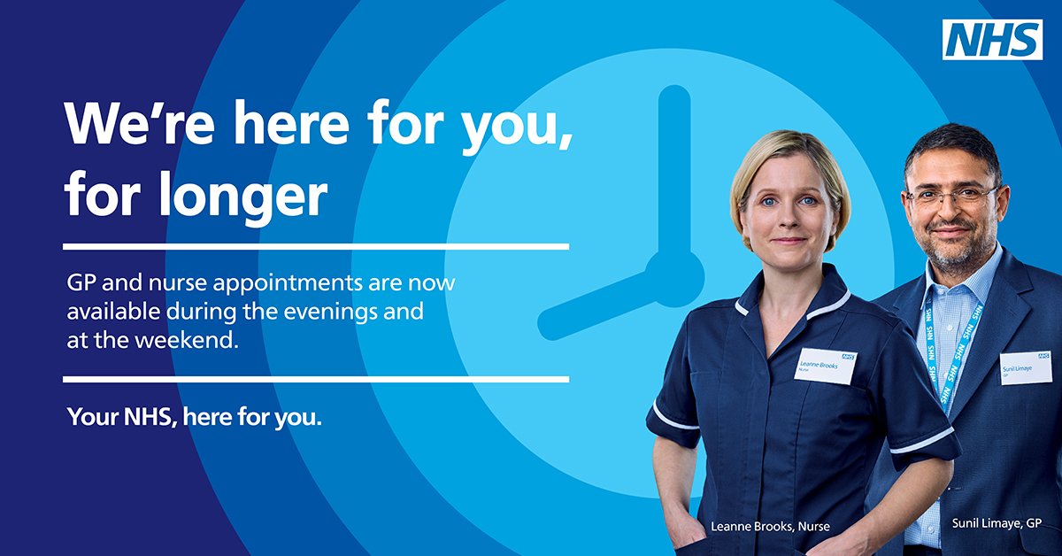 We're here for you longer - Extended appointment hours poster