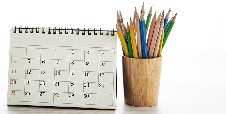 Calendar and pencils